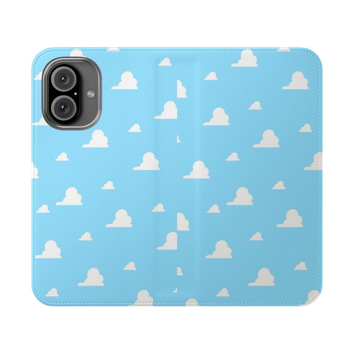 Pixar-inspired flip cover phone case with clouds and a cute design