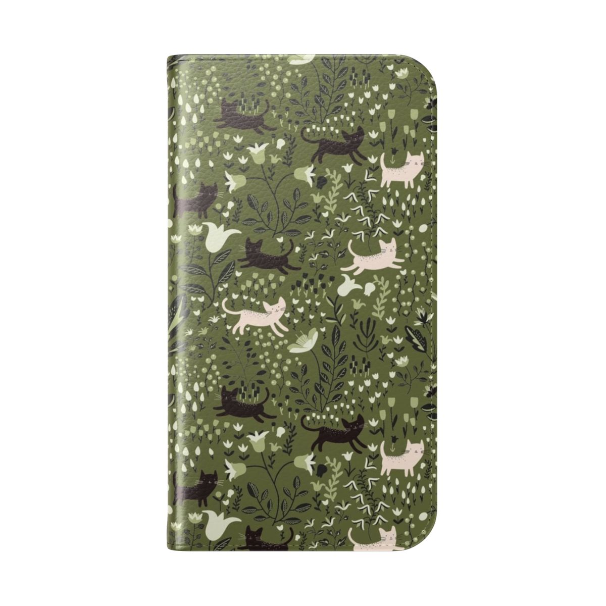 Vibrant floral and cat-themed phone case cover - Folded Back