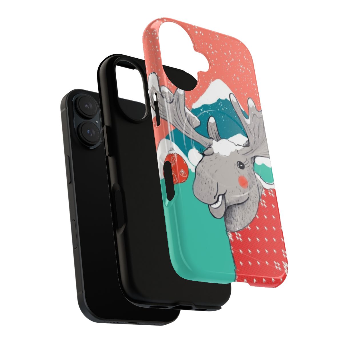 Winter moose phone case with a whimsical, festive design - Layers