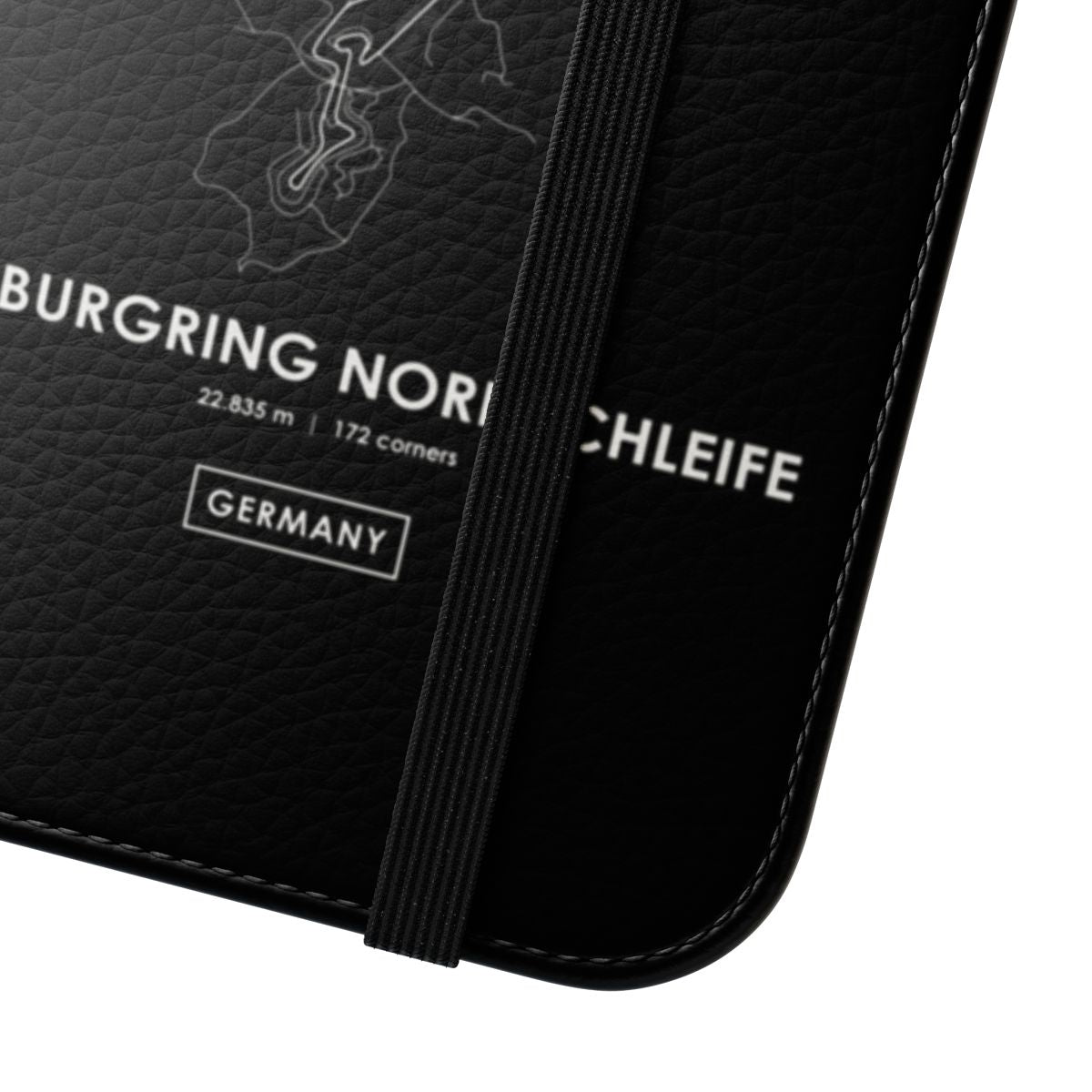 Nürburgring Nordschleife racing circuit map printed on a white phone case - Close Up