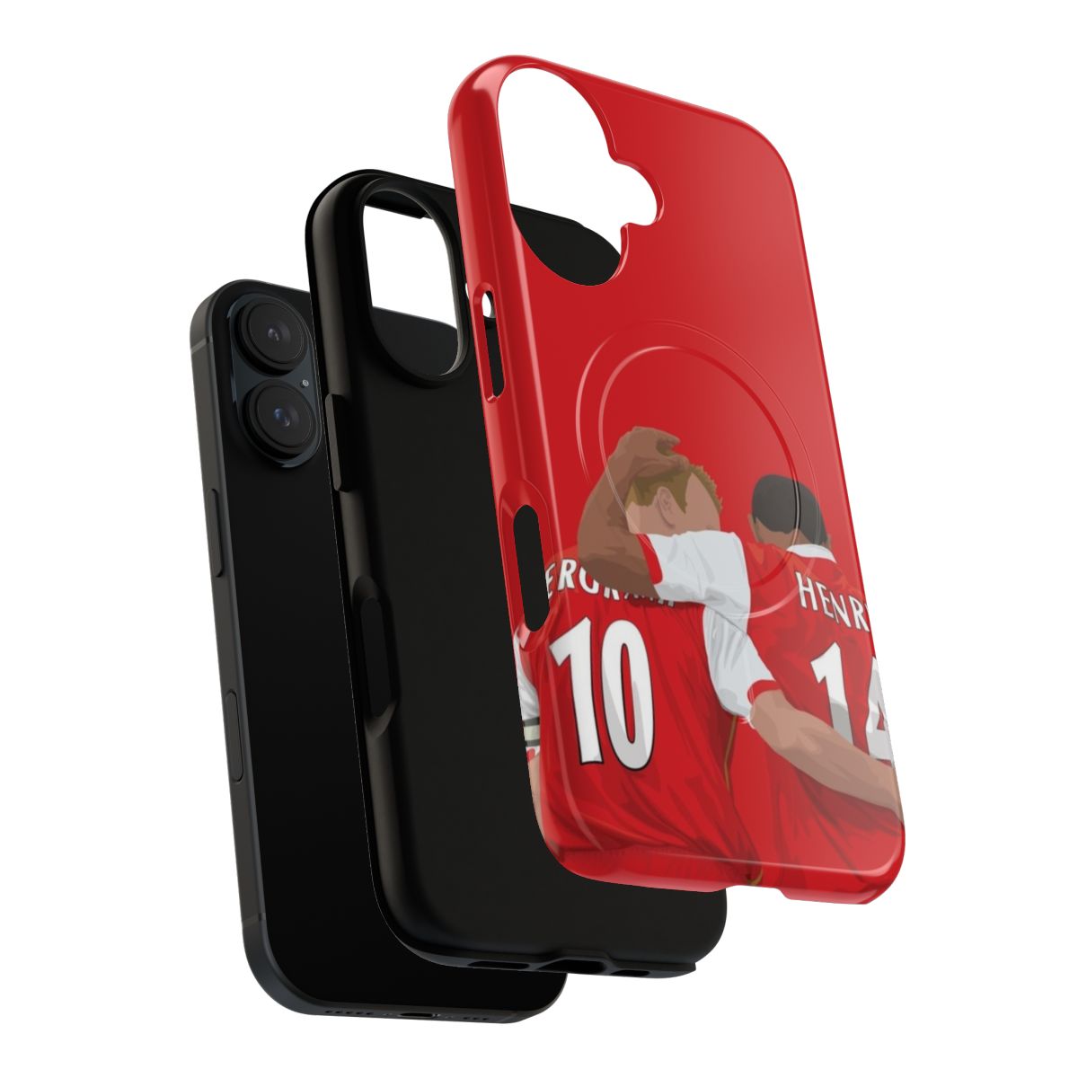 Artistic phone case featuring Thierry Henry and Dennis Bergkamp, two iconic Arsenal football players - Layers