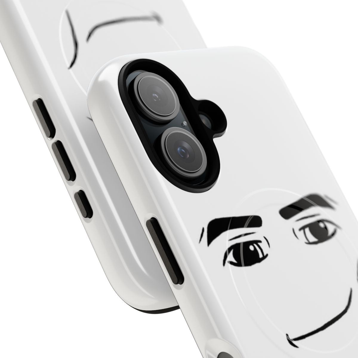 Magnetic phone case with a unique stylized man face design - Detail