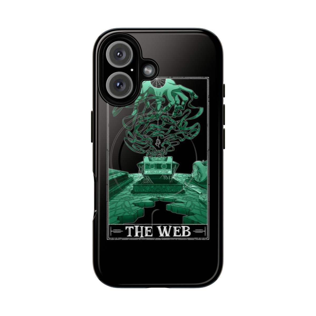 Dark magnetic phone case featuring tarot-inspired horror artwork