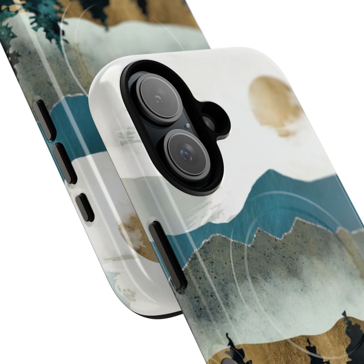 Vibrant forest mist phone case with a contemporary abstract design - Detail