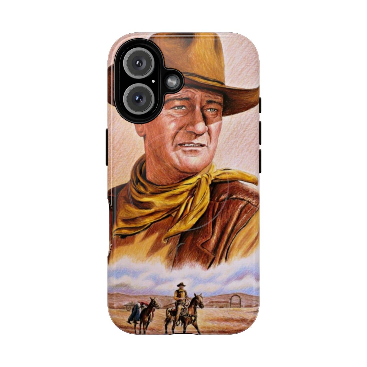 Magnetic phone case with tough John Wayne design