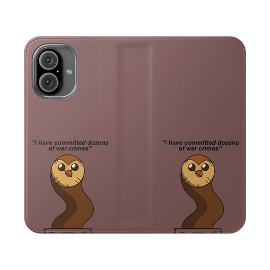 Cartoon flip phone case with Hooty the owl from The Owl House TV show