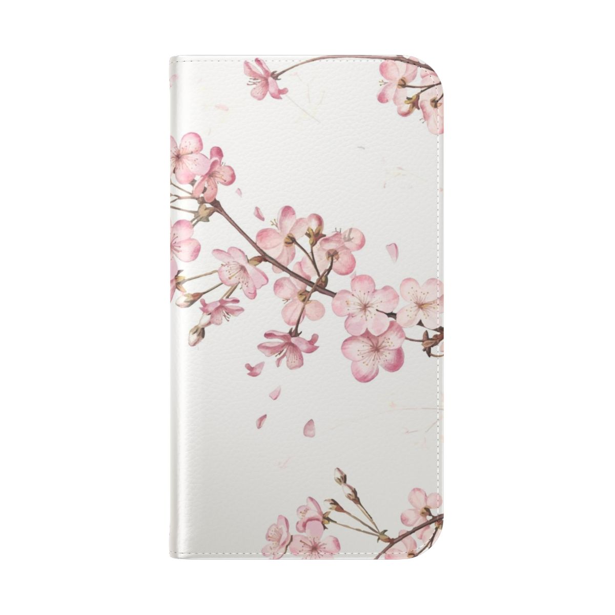 Stylish phone case featuring a pink sakura cherry blossom floral design - Folded Back