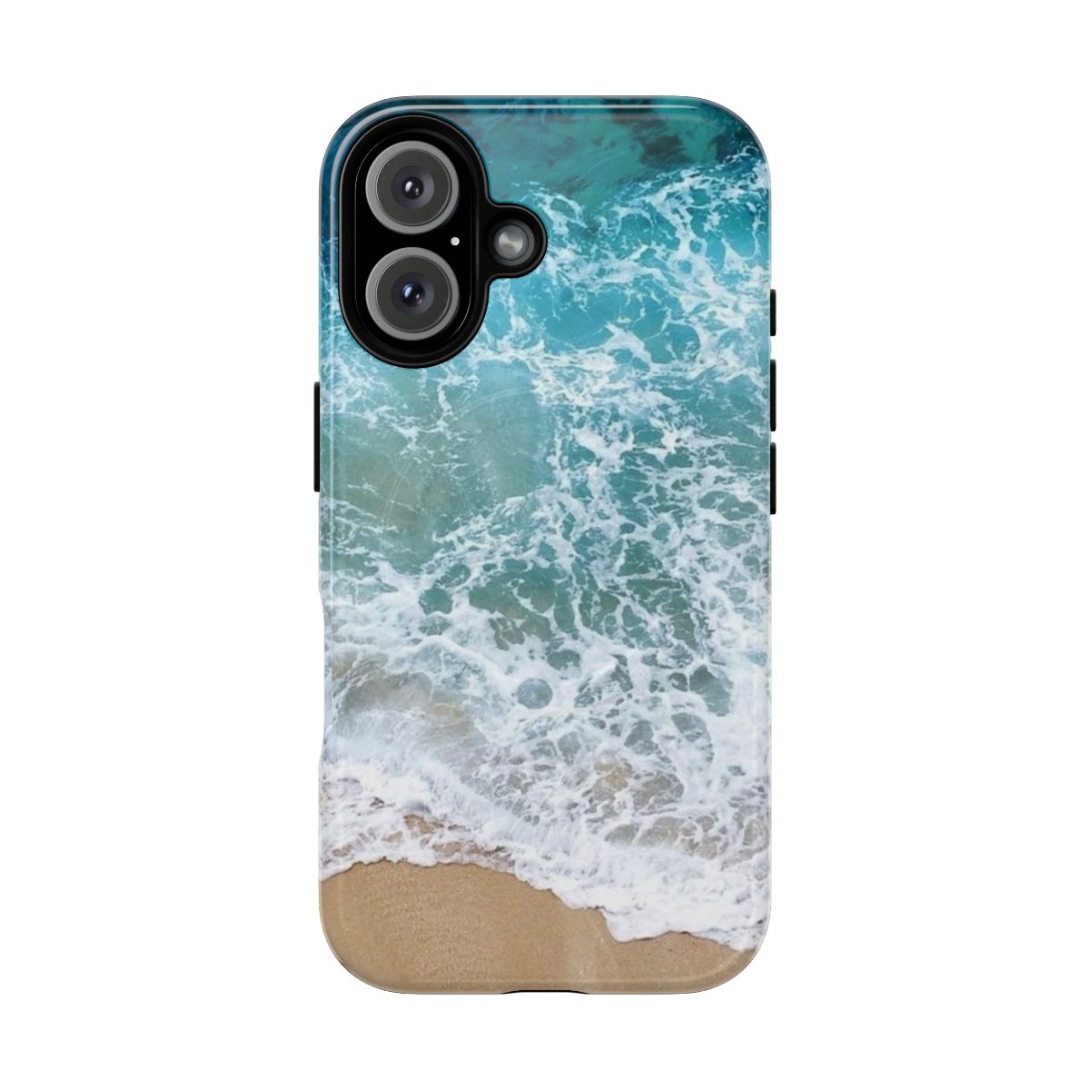 Ocean foam phone case with turquoise and white design