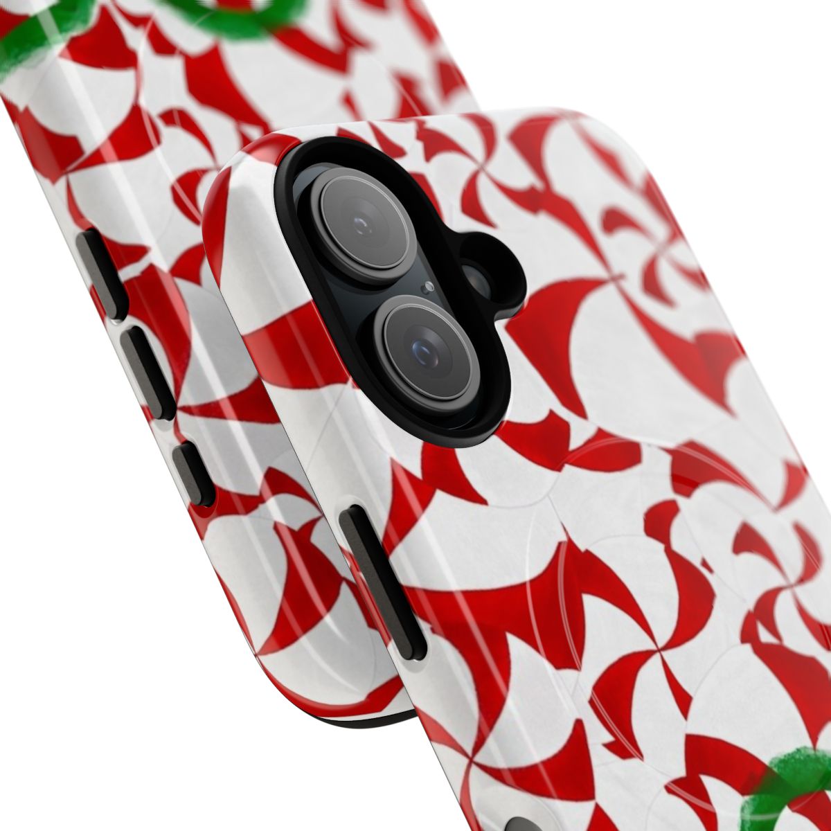 Peppermint Christmas themed magnetic tough phone case - Detail