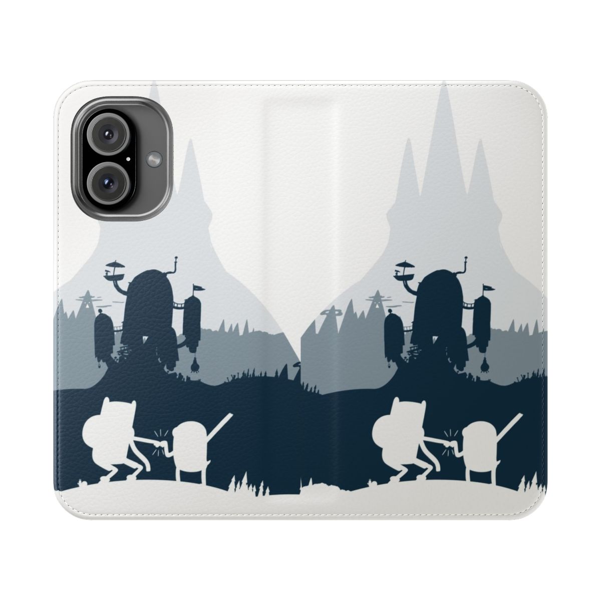 Icy blue silhouette of the Ice King from the cartoon show Adventure Time on a flip cover phone case.