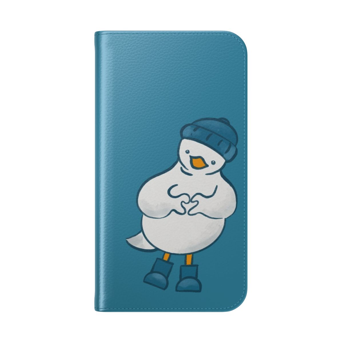 A stylish flip phone case featuring a seagull design, perfect for coastal and beach-inspired style. - Folded Back