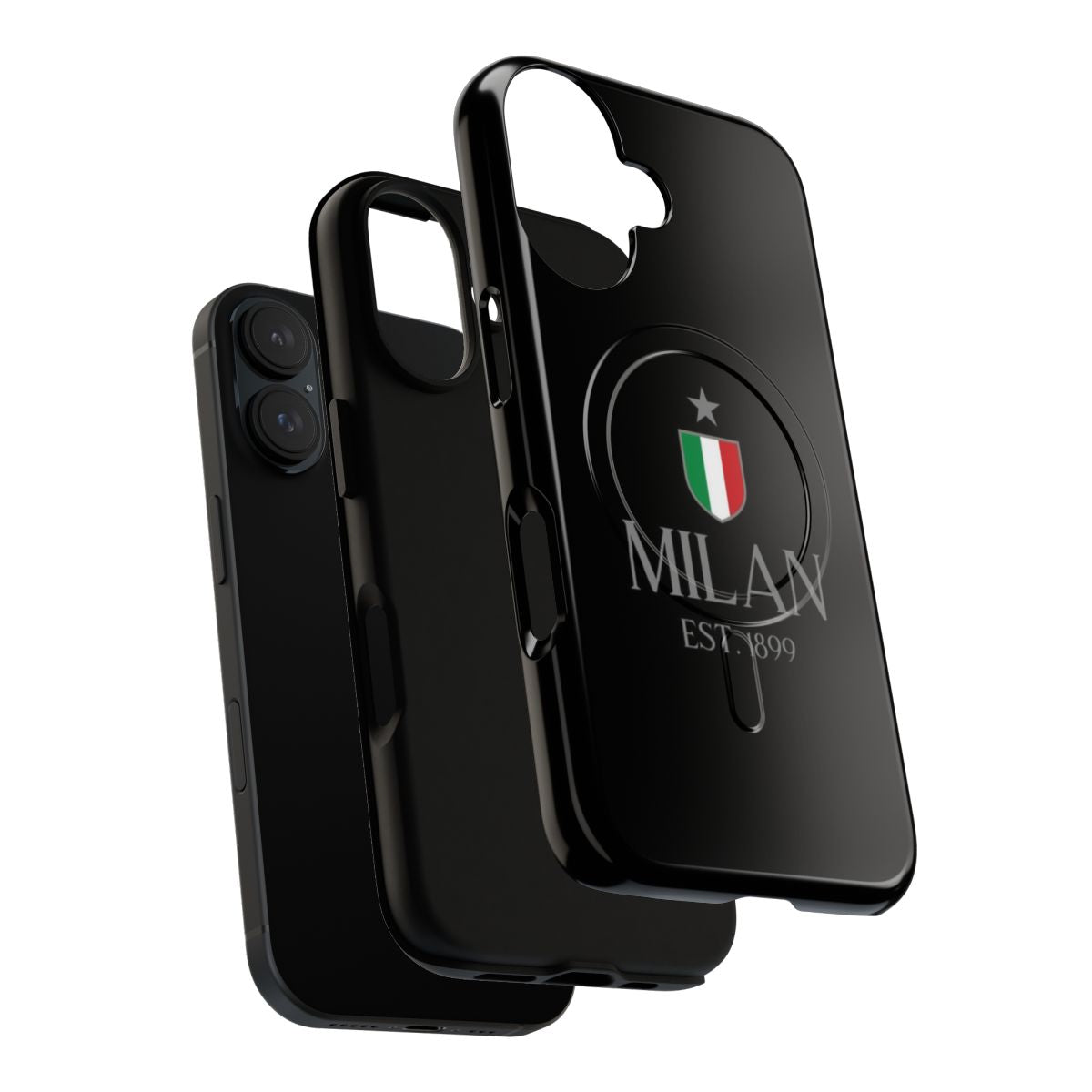 Grey magnetic tough phone cases with AC Milan and Rossoneri design - Layers