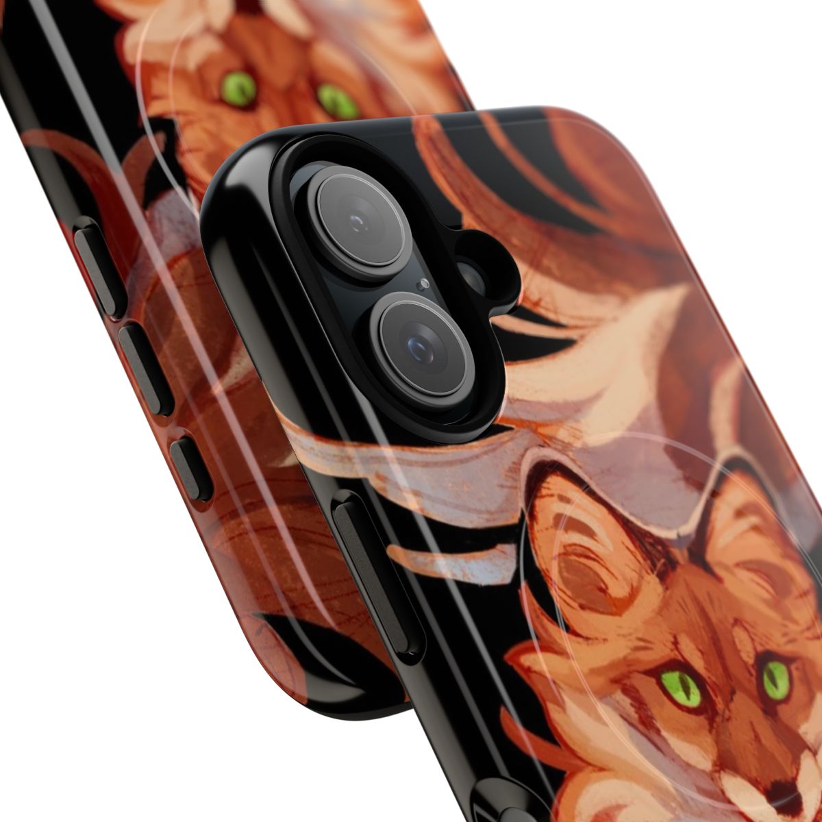 Magnetic phone case featuring a playful red fox in nature - Detail