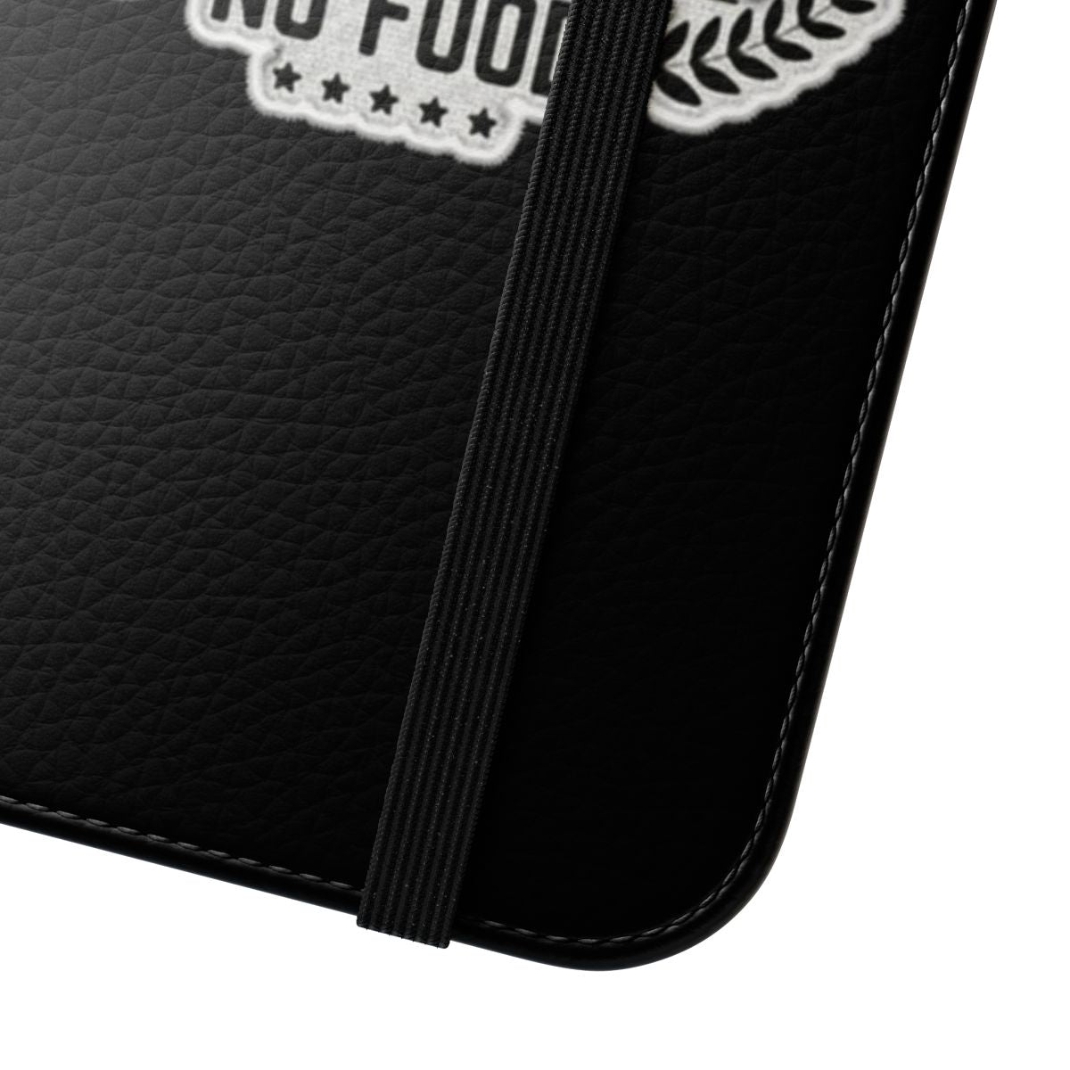 Flip cover phone case with "No Farmers No Food" patch design, supporting farmers and agriculture. - Close Up