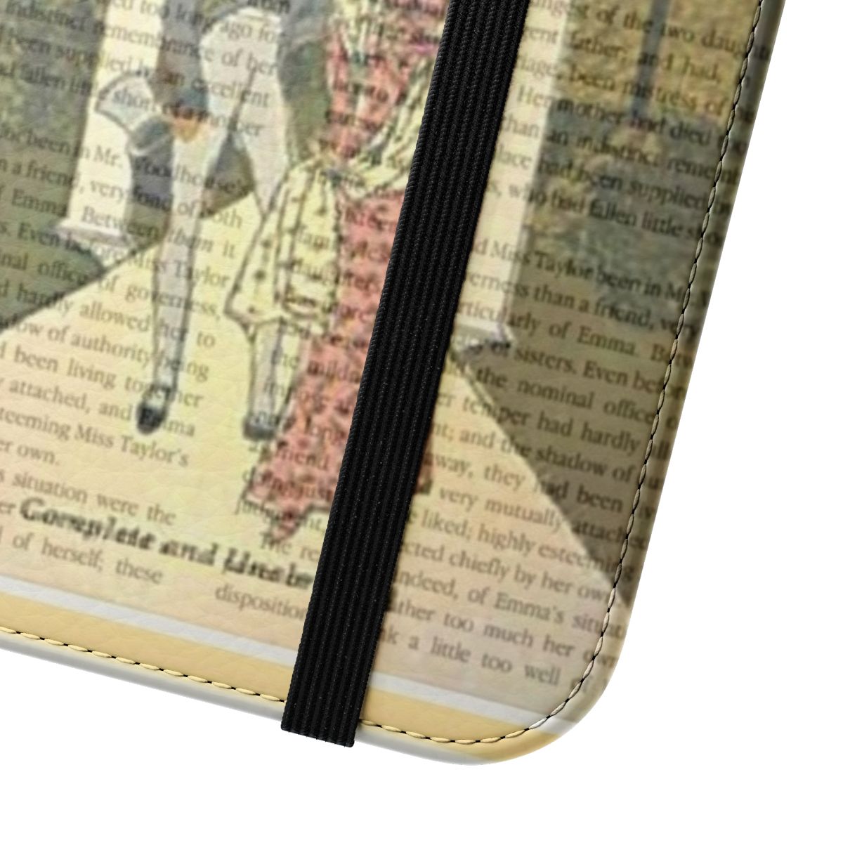 Vintage-style blue book cover phone case inspired by Jane Austen's "Emma" - Close Up