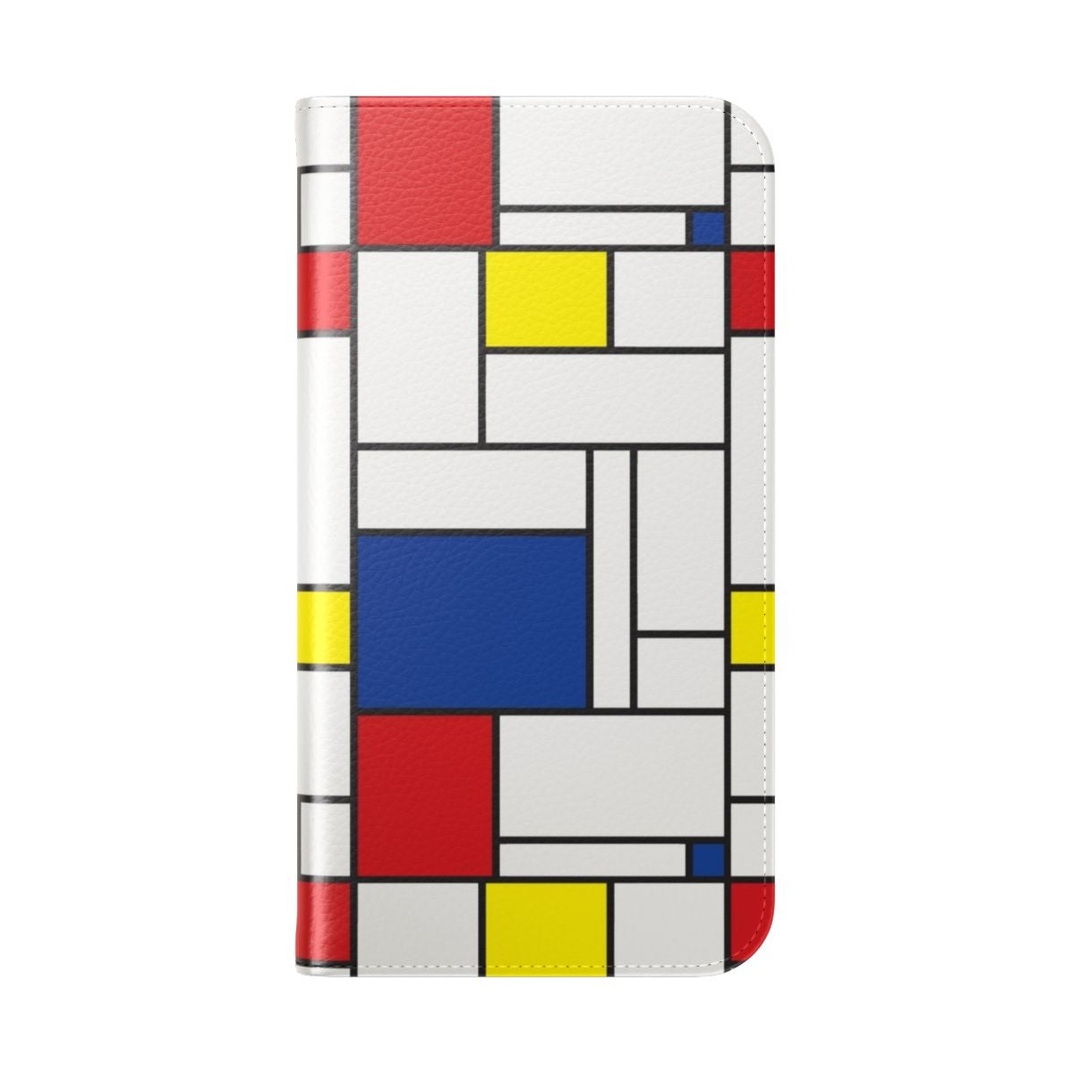 Minimalist Mondrian-Inspired Modern Phone Case with Colorful Abstract Geometric Design - Folded Back