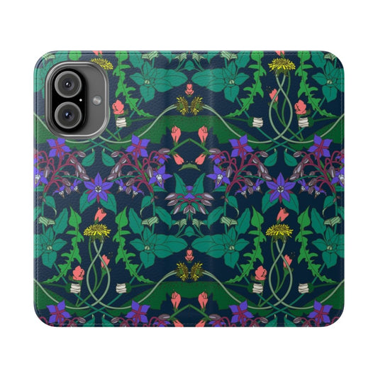 Vintage-inspired dandelion and floral pattern phone case cover