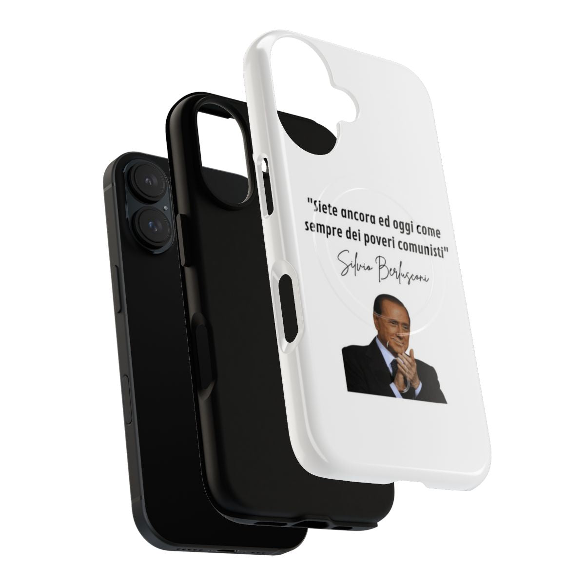 Phone case featuring a satirical design criticizing Italian businessman and politician Silvio Berlusconi. - Layers