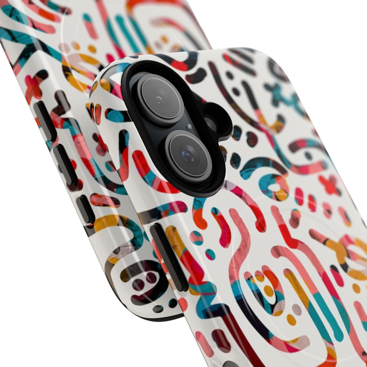 Graffiti-inspired magnetic phone case with abstract urban artwork - Detail