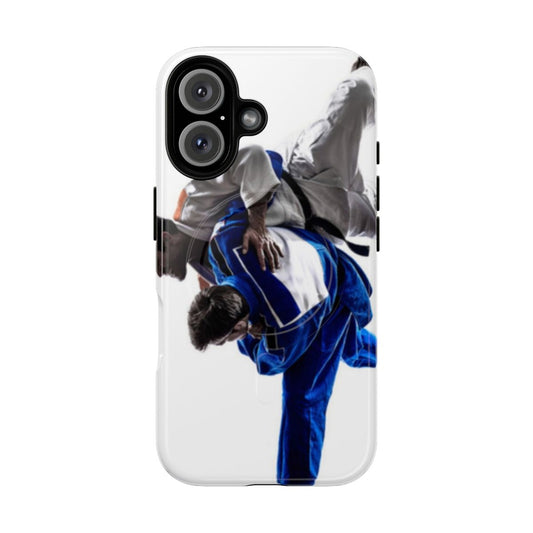 Judo-themed magnetic tough phone case with a vintage, retro design.