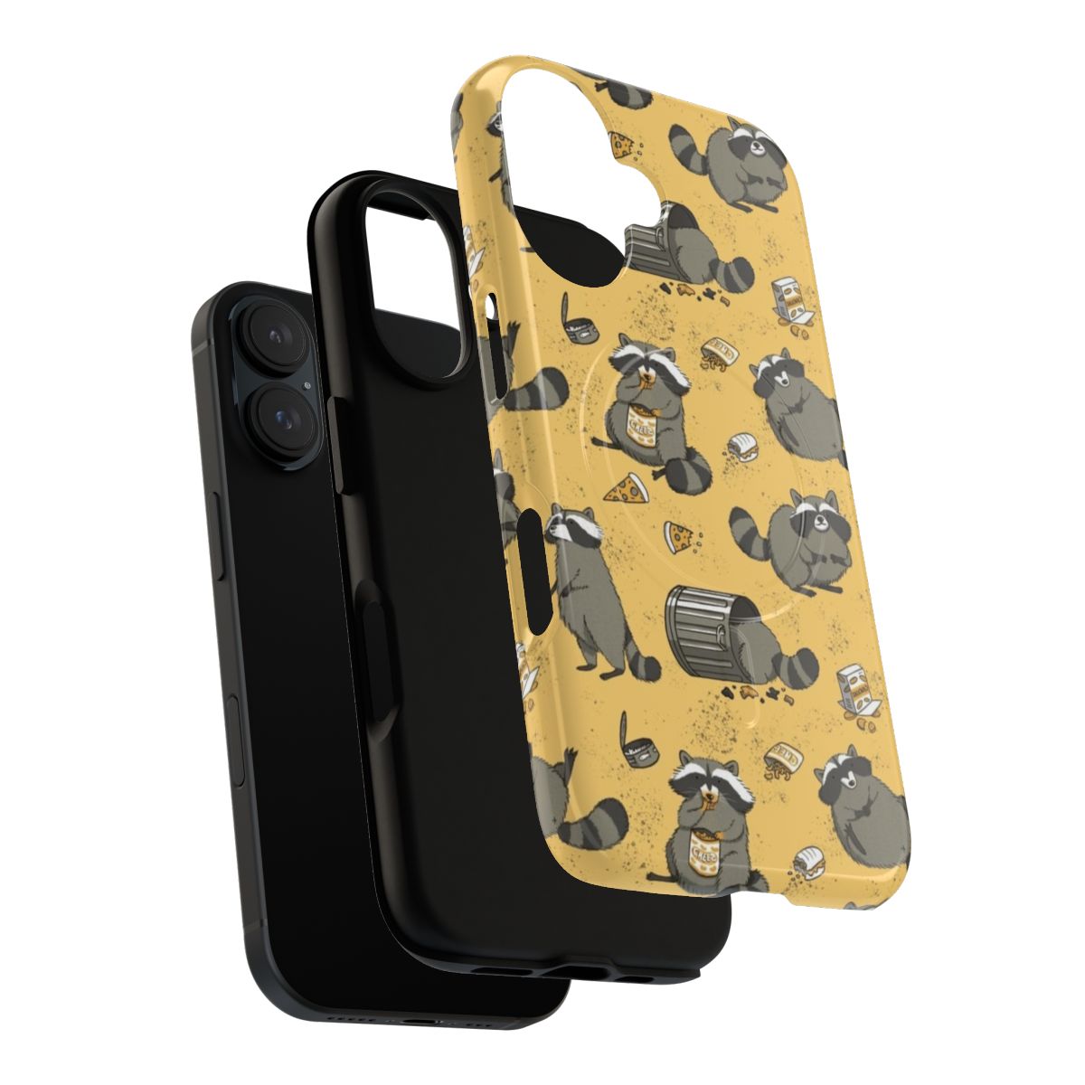 Illustration of chubby, cute raccoons on a durable phone case - Layers