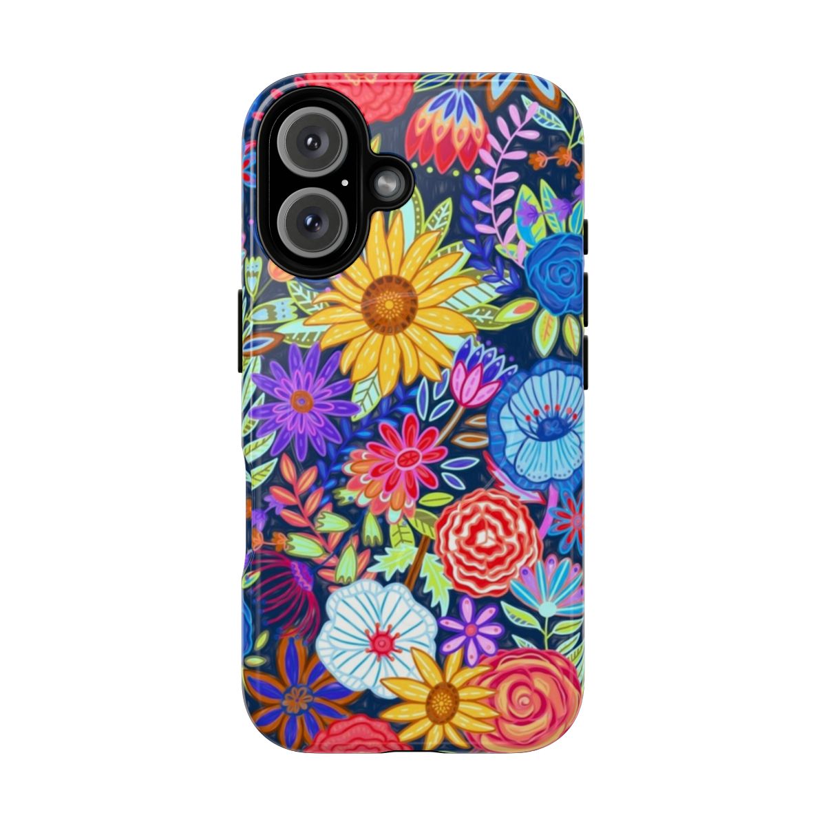 Colorful and vibrant floral phone case design with magnetic closure