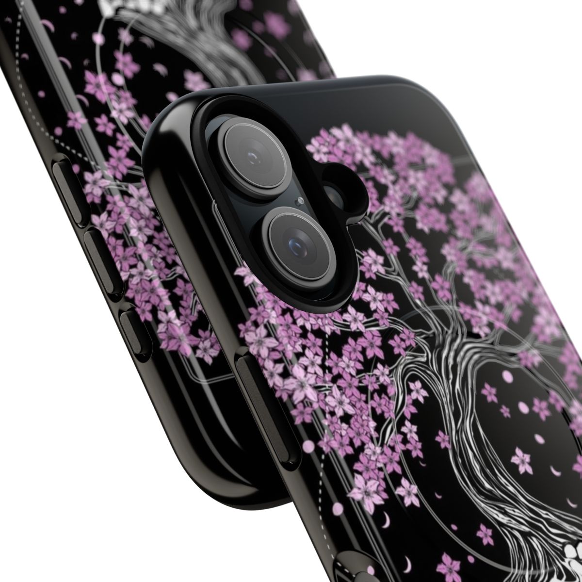 Afterlife Floral Skull Phone Case, featuring a unique and beautiful design - Detail