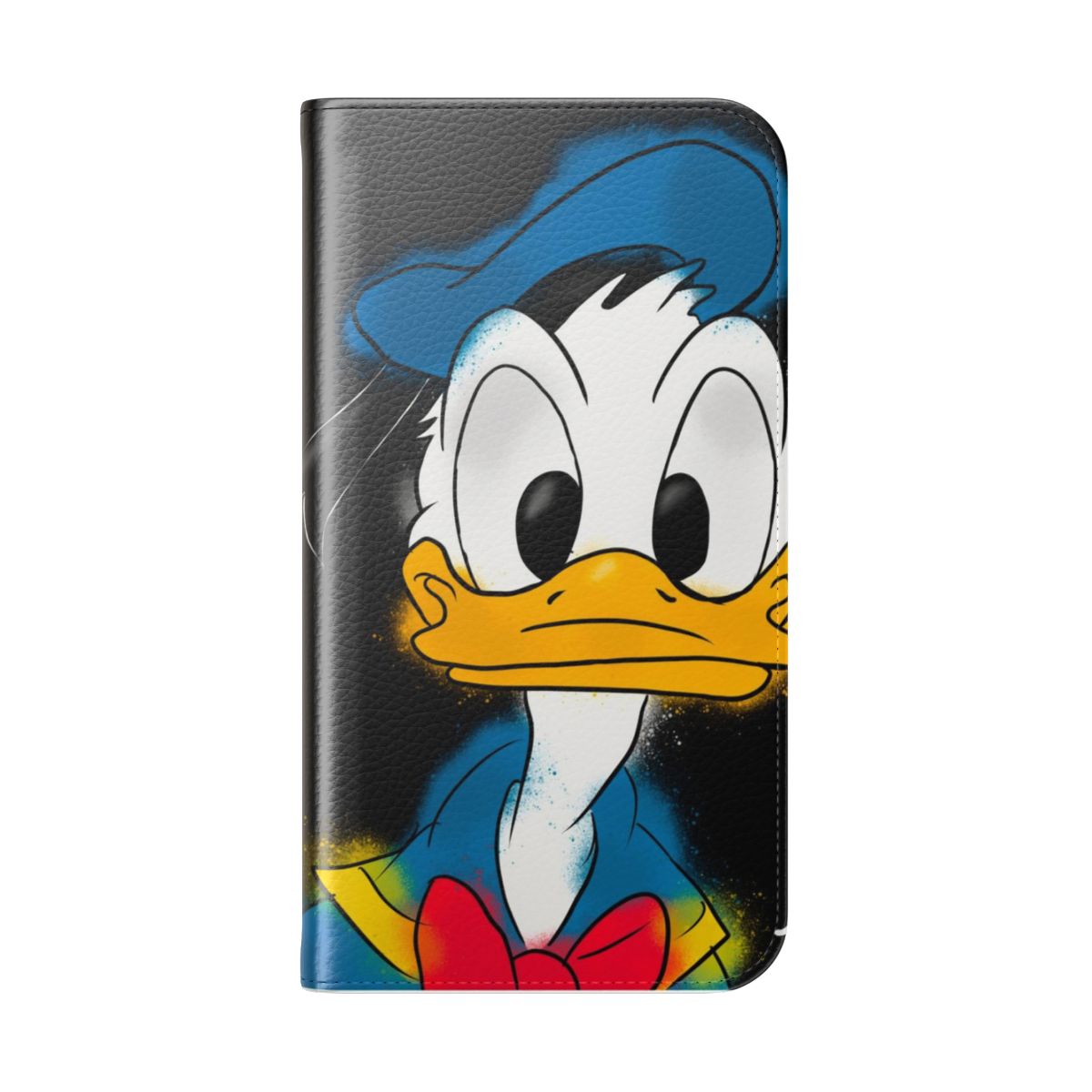 Vibrant cartoon-styled donald duck phone flip cover case - Folded Back