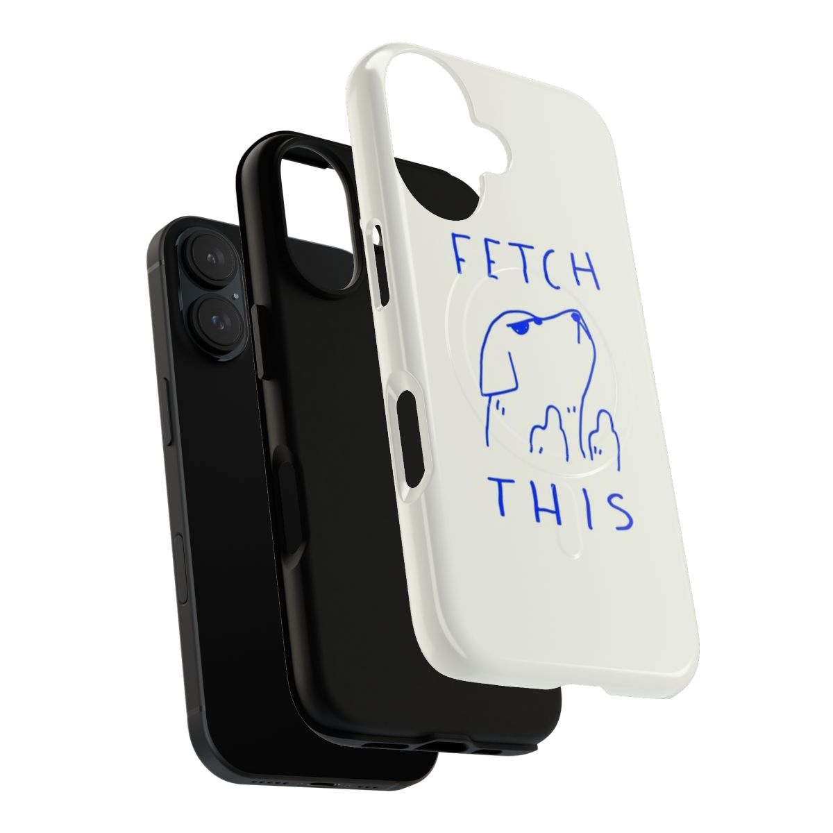 A stylish magnetic tough phone case featuring a minimalist line art or pop art dog design. - Layers