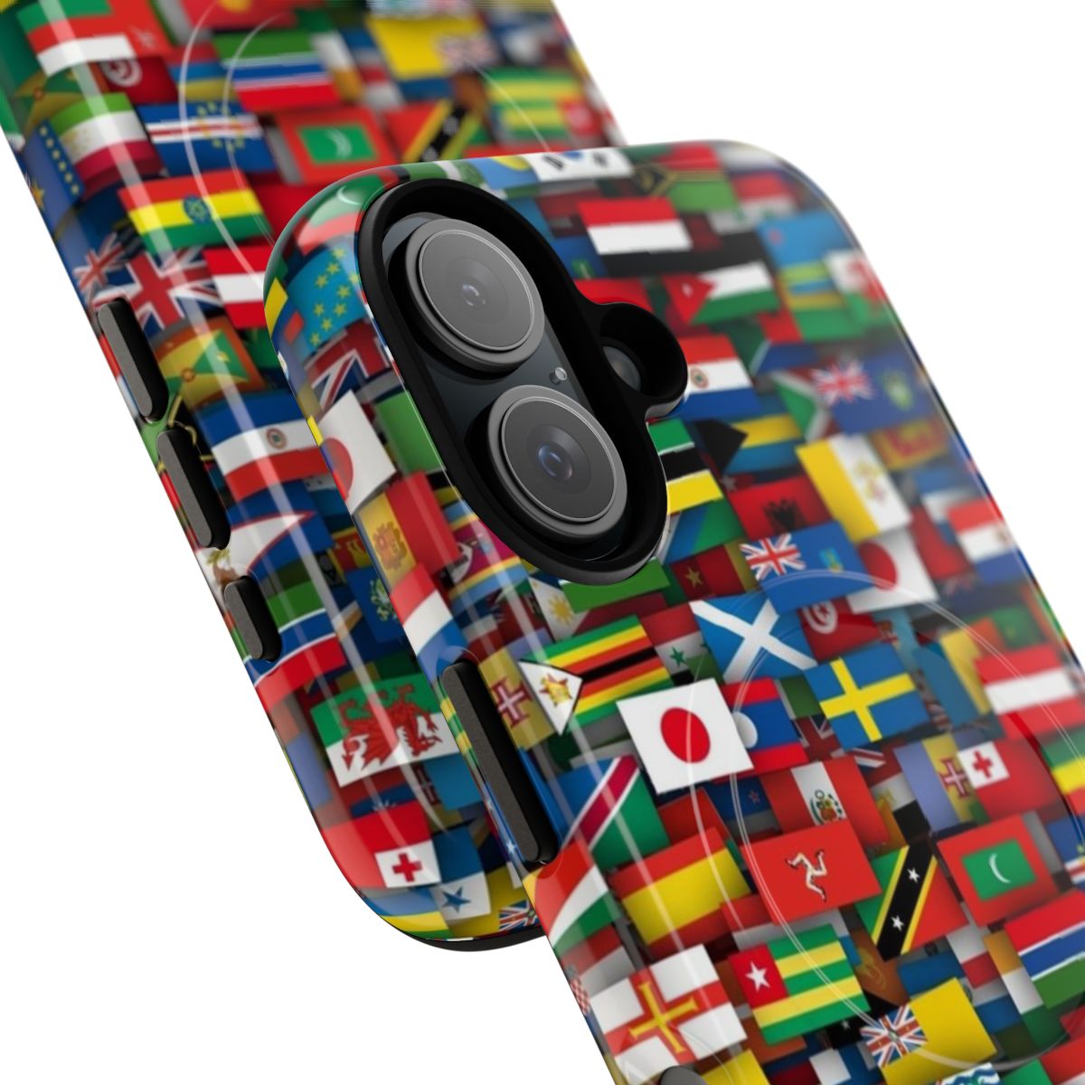 Magnetic tough phone case featuring flags of all the countries in the world - Detail