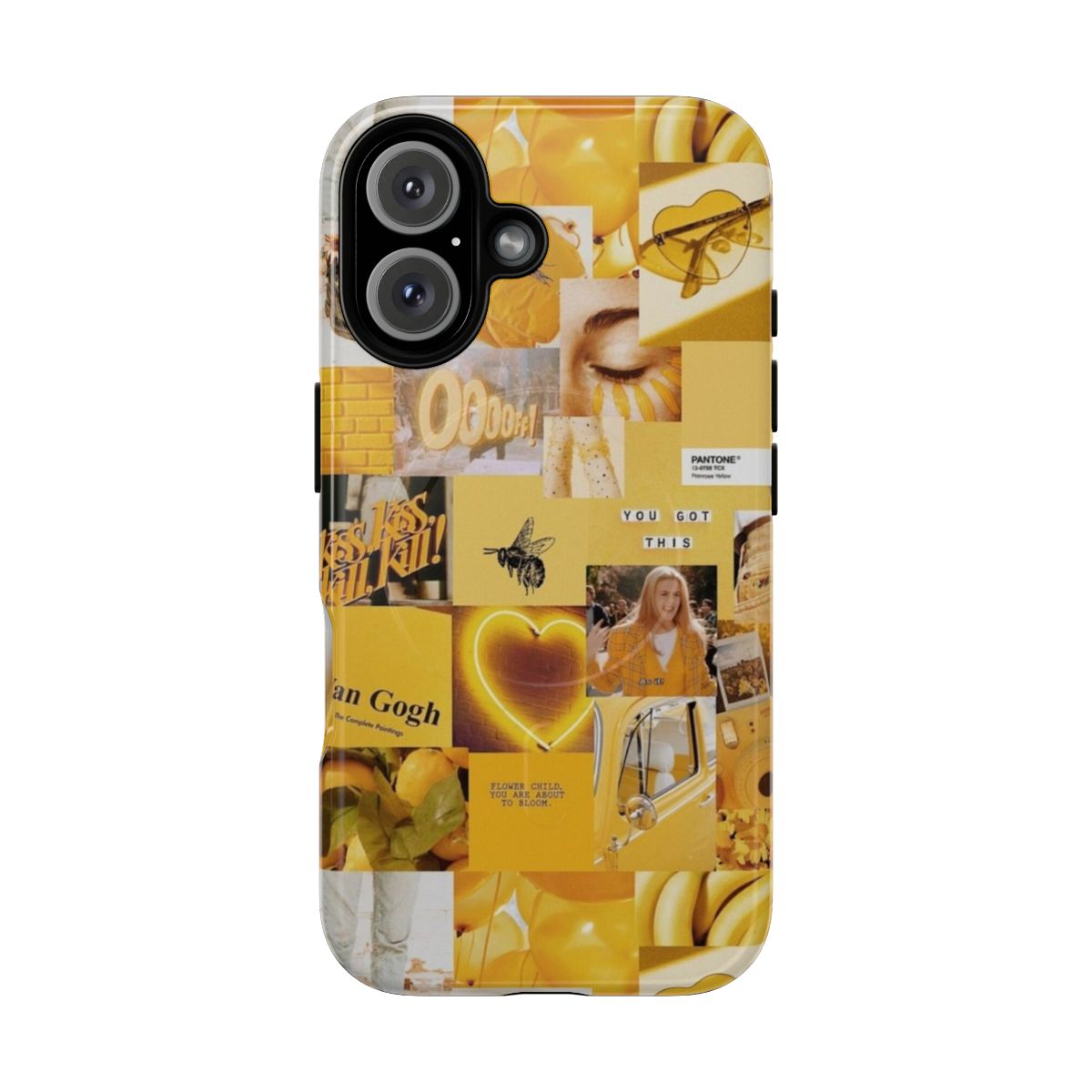 Vibrant yellow aesthetic collage design on a tough magnetic phone case