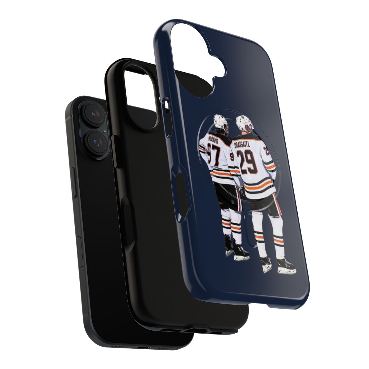 Magnetic tough phone case with Edmonton Oilers hockey team colors and logo - Layers