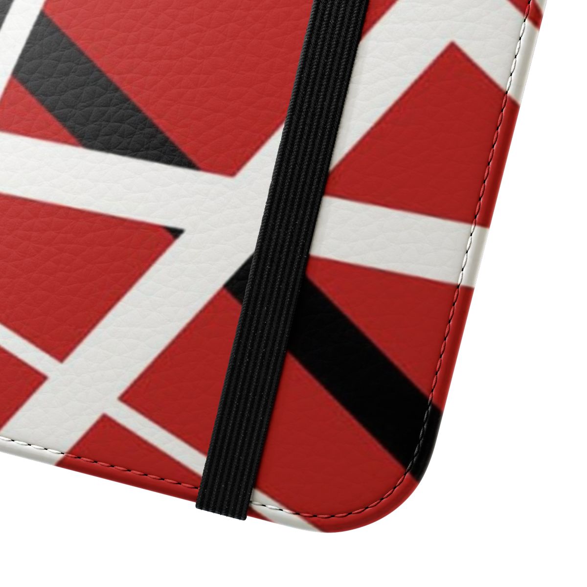 Red flip cover phone case with Van Halen inspired design - Close Up