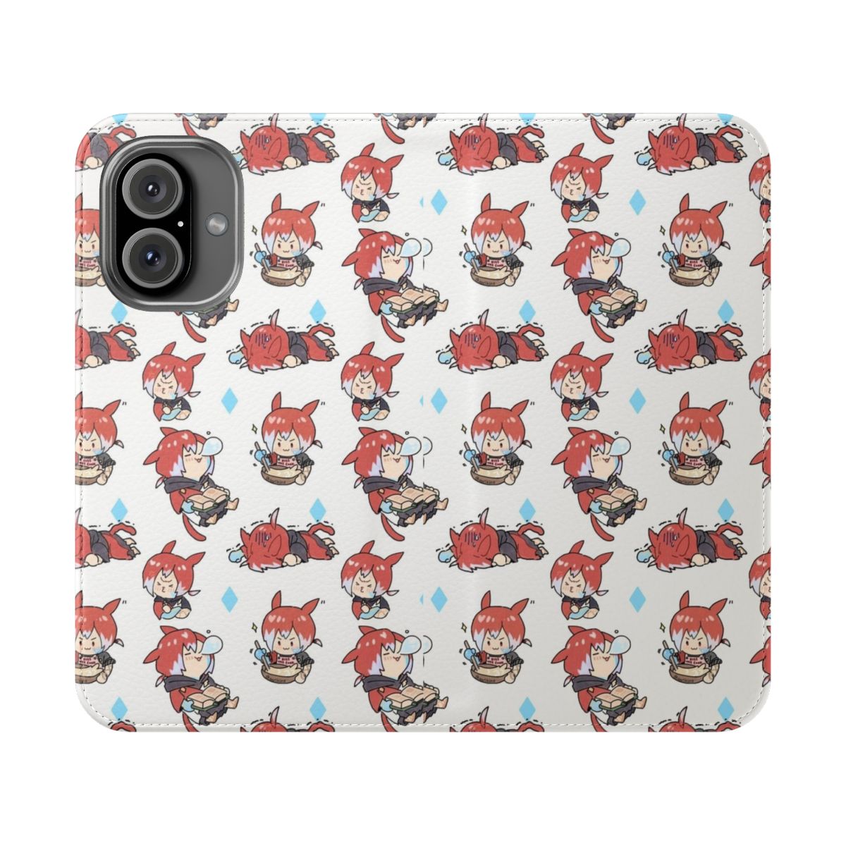 Chibi style phone case featuring the character Crystal Exarch from Final Fantasy XIV