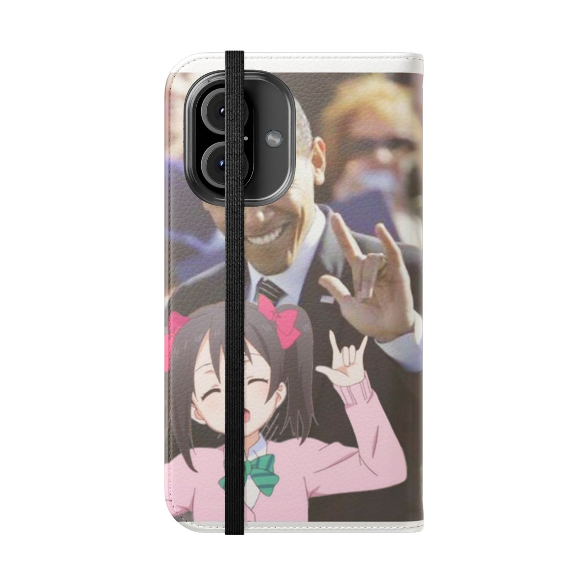 Nico Nico Nii-Inspired Flip Cover Phone Case with Kawaii Design - Folded Front