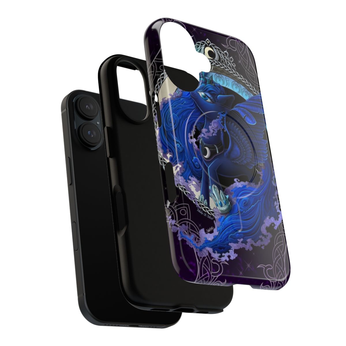 Durable phone case with a moon design, inspired by the My Little Pony character Princess Luna. - Layers