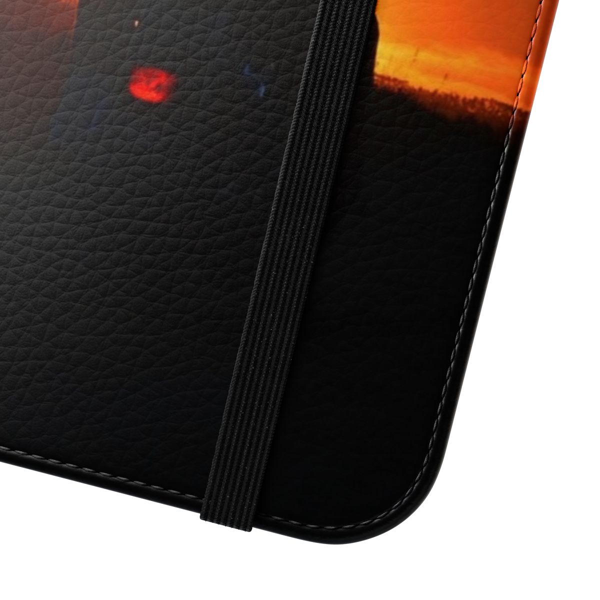 Sunset Rider Flip Cover Phone Case with Motorcycle Silhouette - Close Up