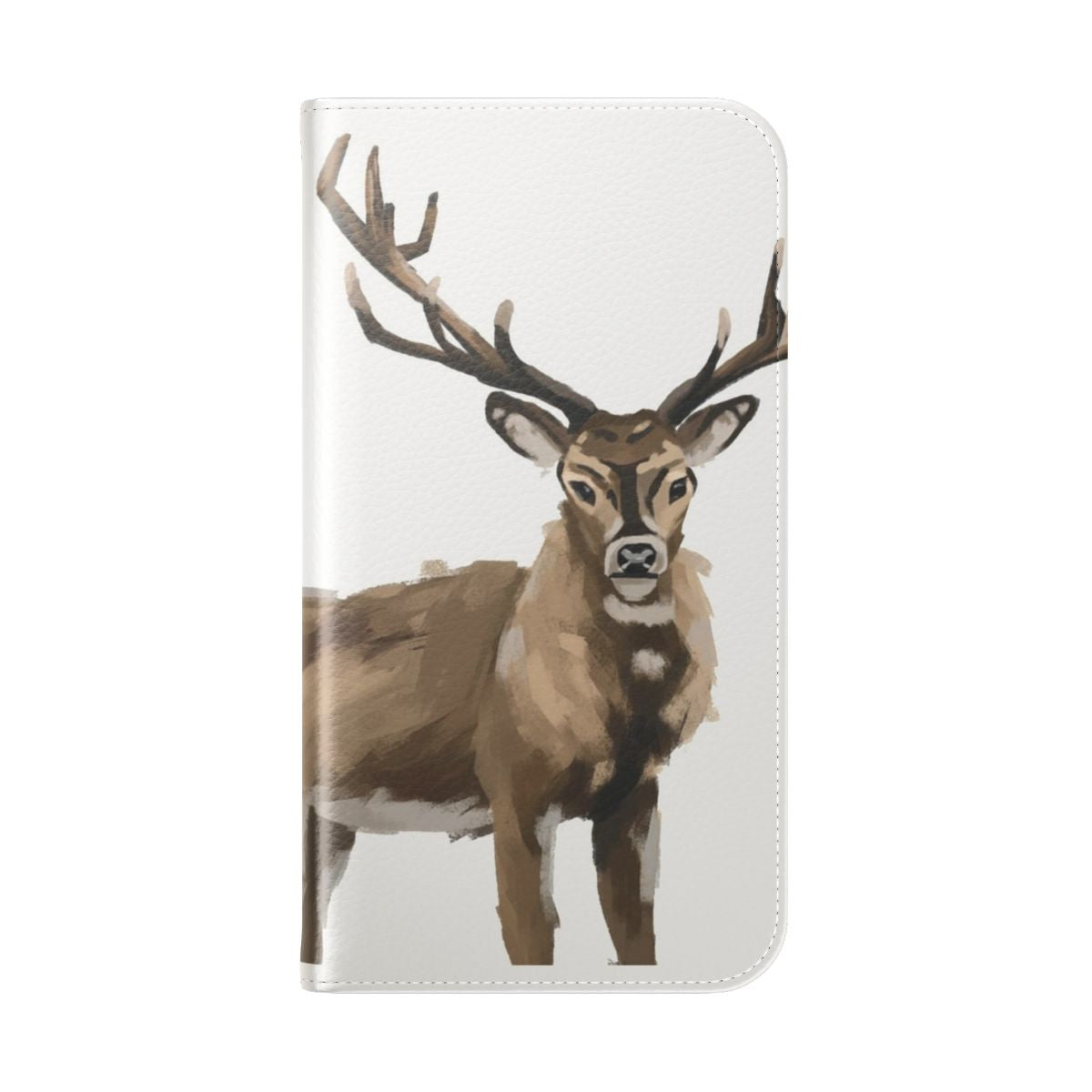 Deer-patterned phone flip case with protective design - Folded Back