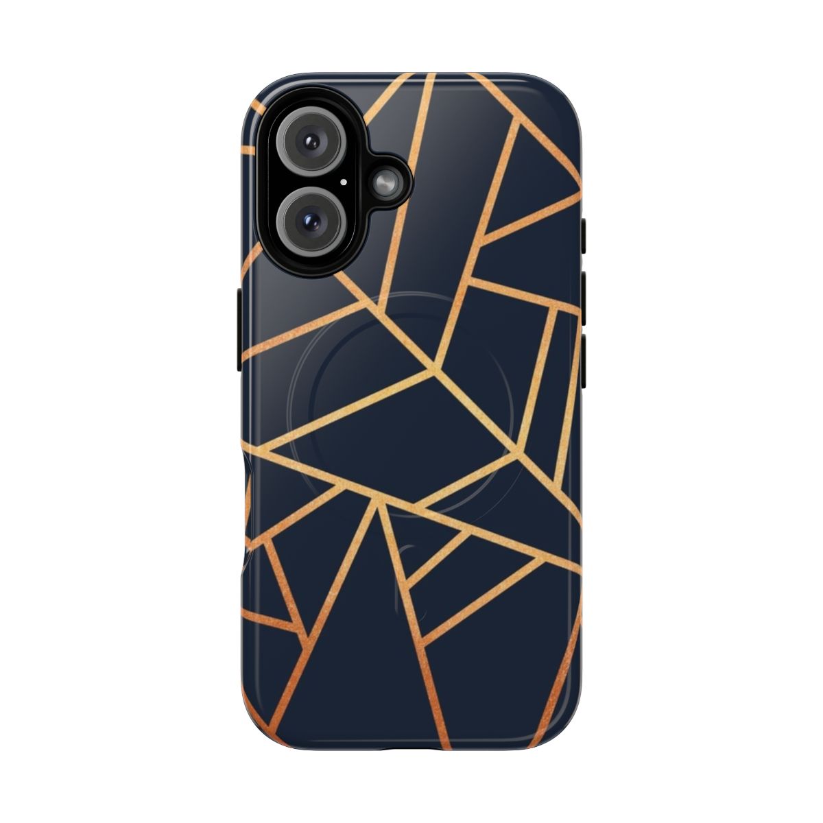 Copper and navy blue geometric abstract phone case