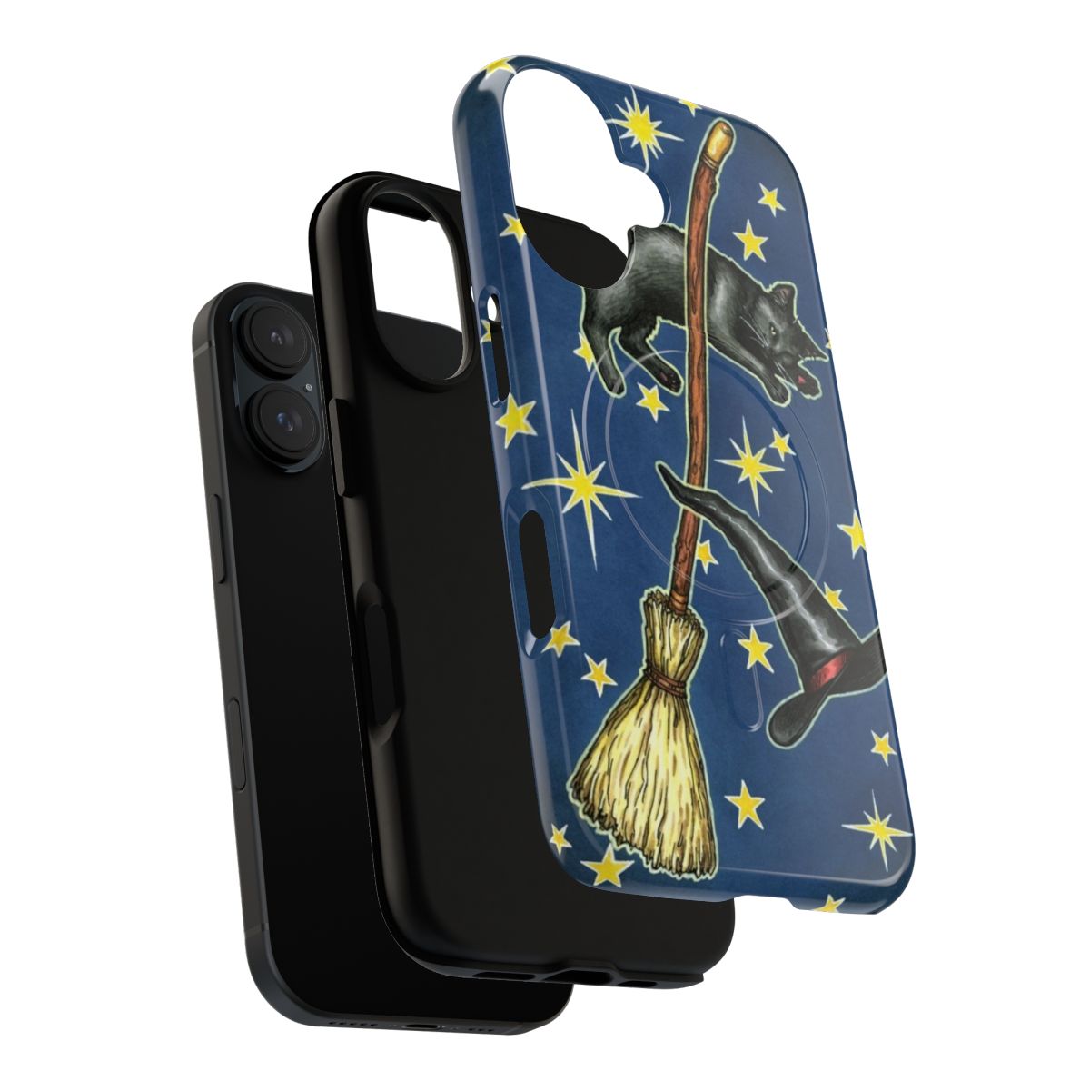 Magnetic tough phone case with a design featuring the back of a tarot card from a witch-themed tarot deck. - Layers