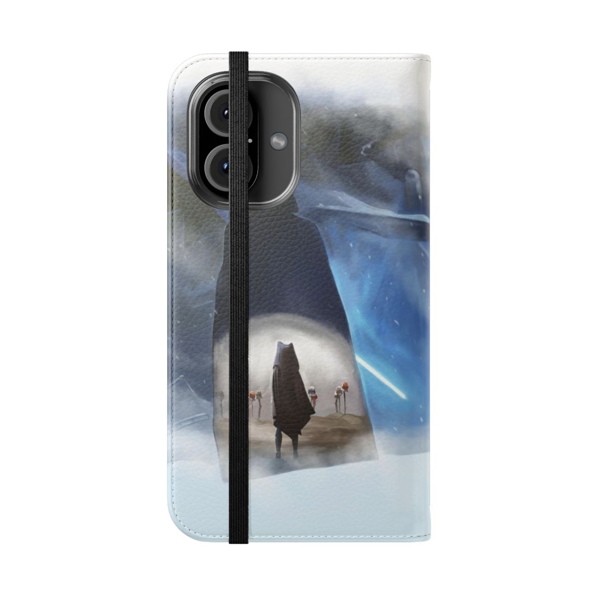 Star Wars Darth Vader and Ahsoka Tano illustration on a protective flip phone case - Folded Front