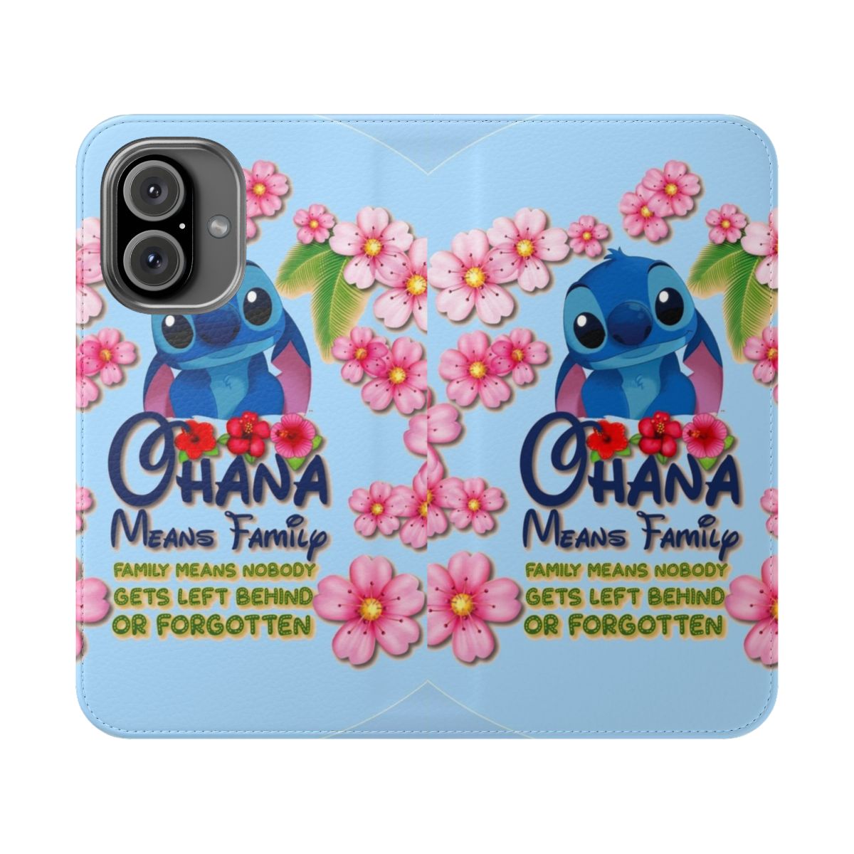 Vibrant blue and white phone case featuring beloved character Stitch from the Disney movie Lilo & Stitch