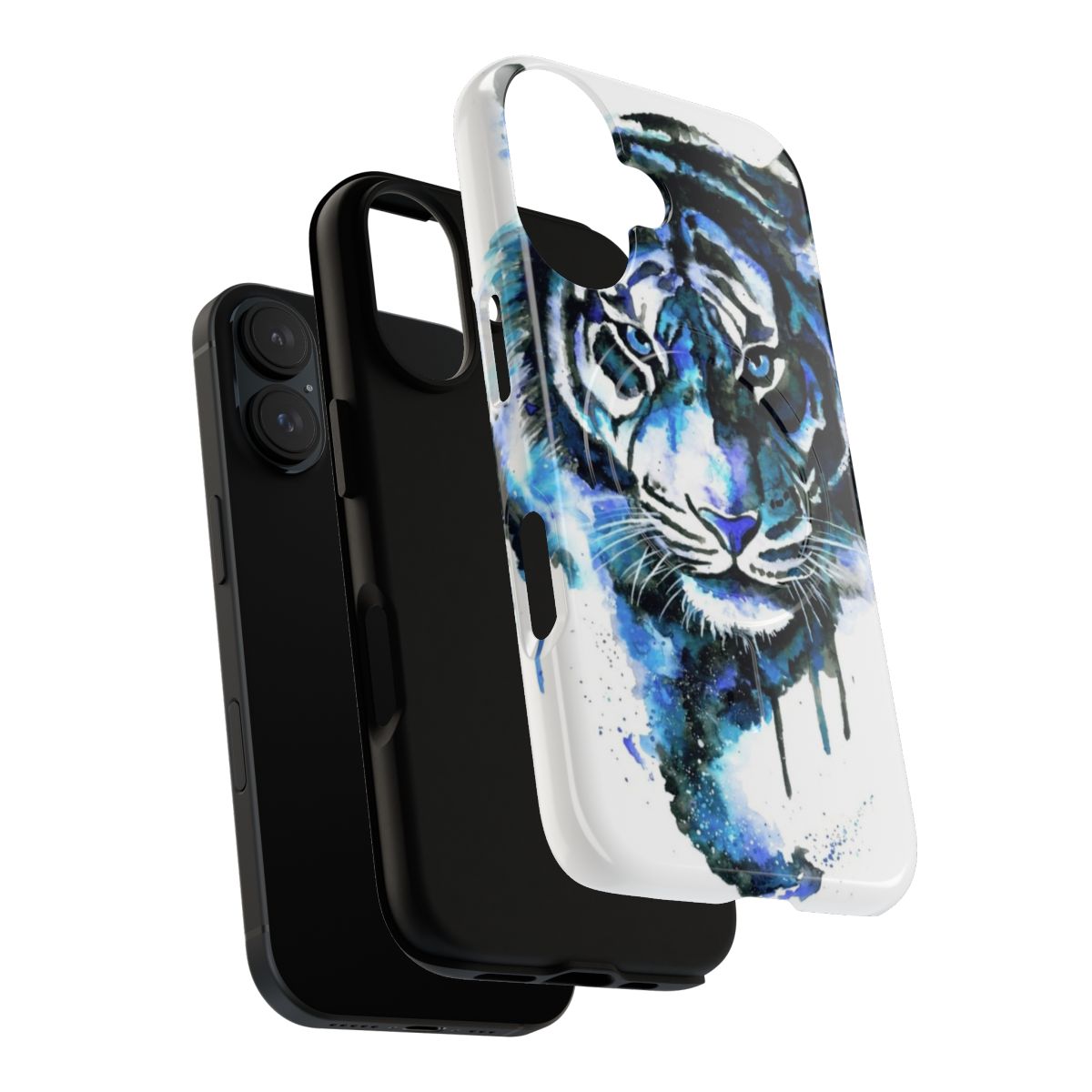 Blue Tiger Design Magnetic Tough Phone Case - Layers