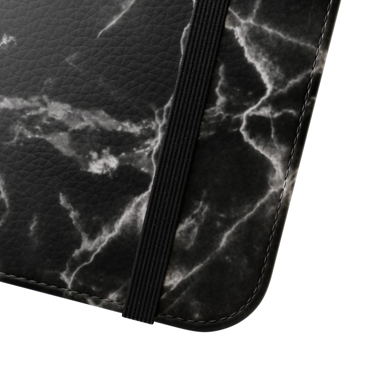 Black marble pattern flip cover phone case - Close Up