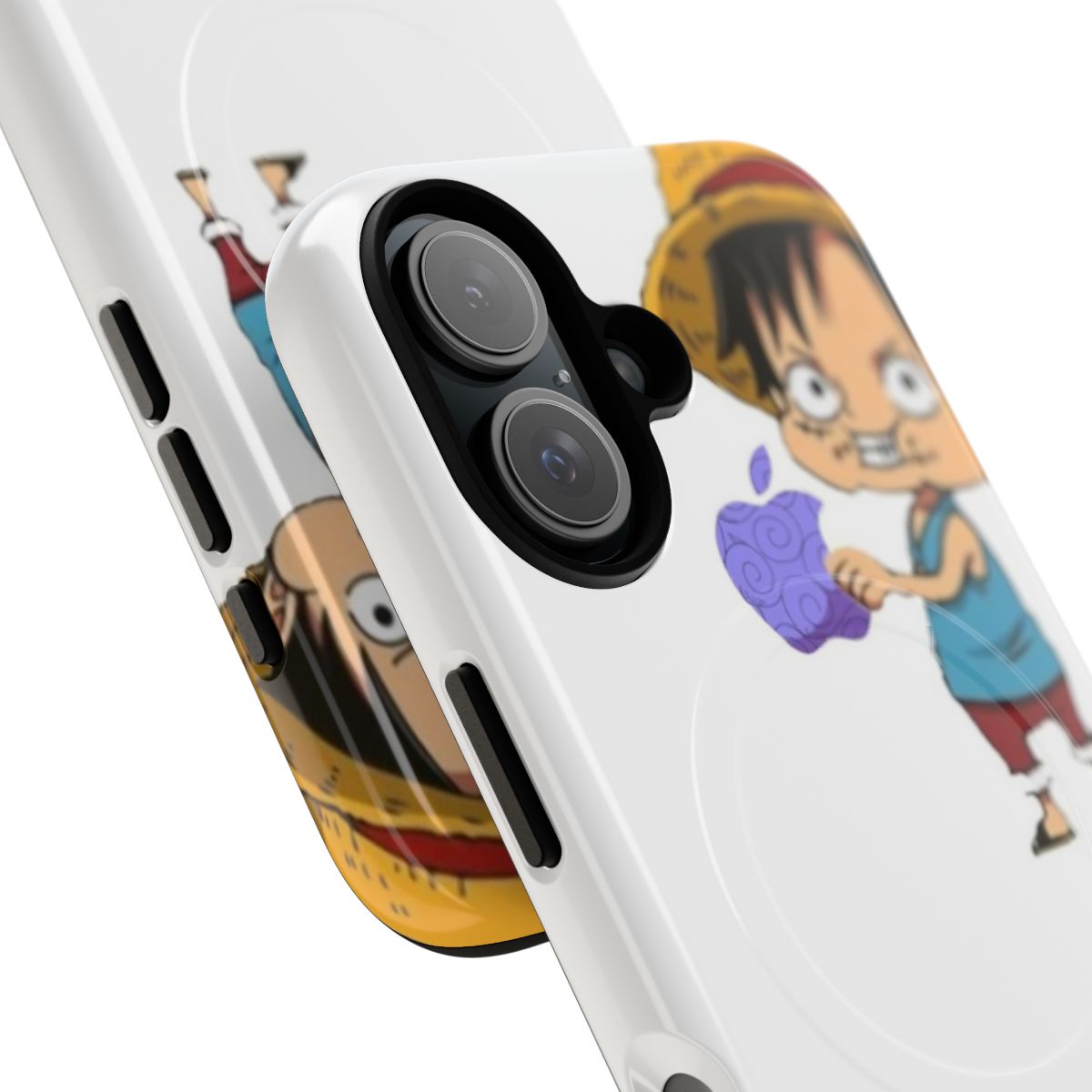 Anime-inspired magnetic tough phone case featuring Luffy and the Devil Fruit - Detail