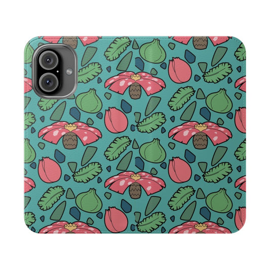 Artistic collage phone case featuring Bulbasaur, Ivysaur, and Venusaur from the Pokémon universe