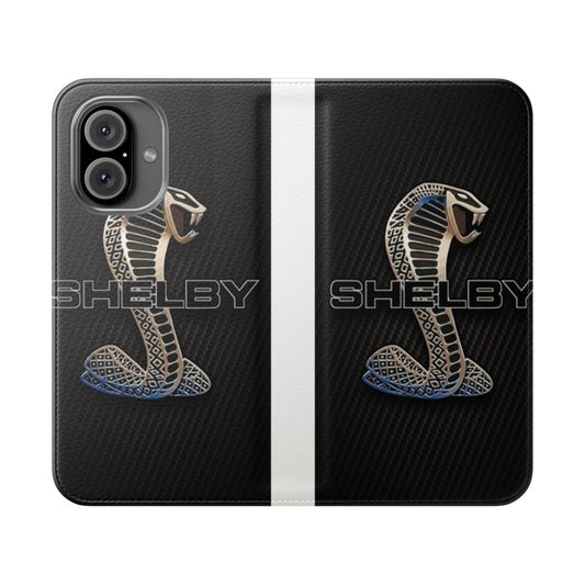 Carbon fiber phone case with Shelby Cobra design