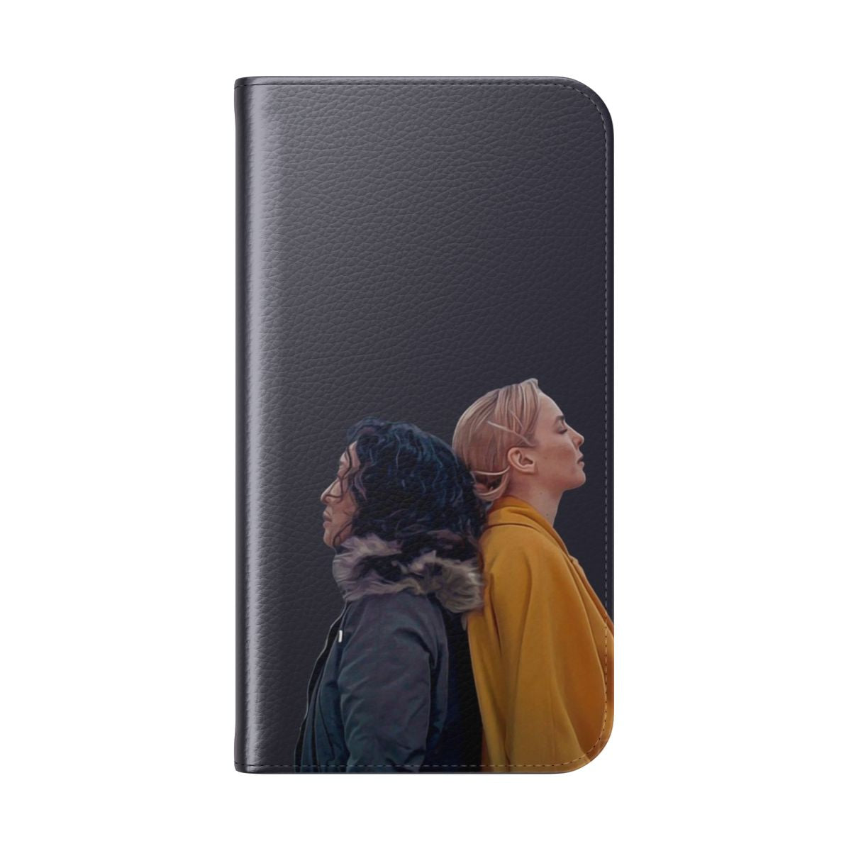 Flip phone case featuring Villaneve, the main characters from the TV series Killing Eve - Folded Back