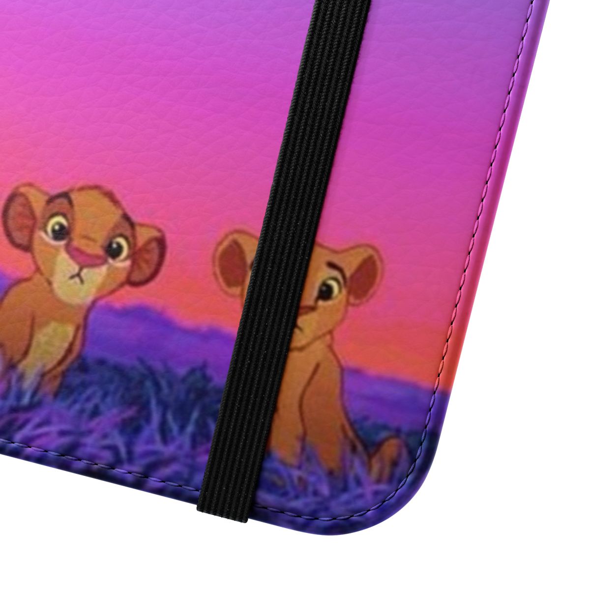 Stylish flip cover phone case featuring a design inspired by the Disney animated film The Lion King - Close Up