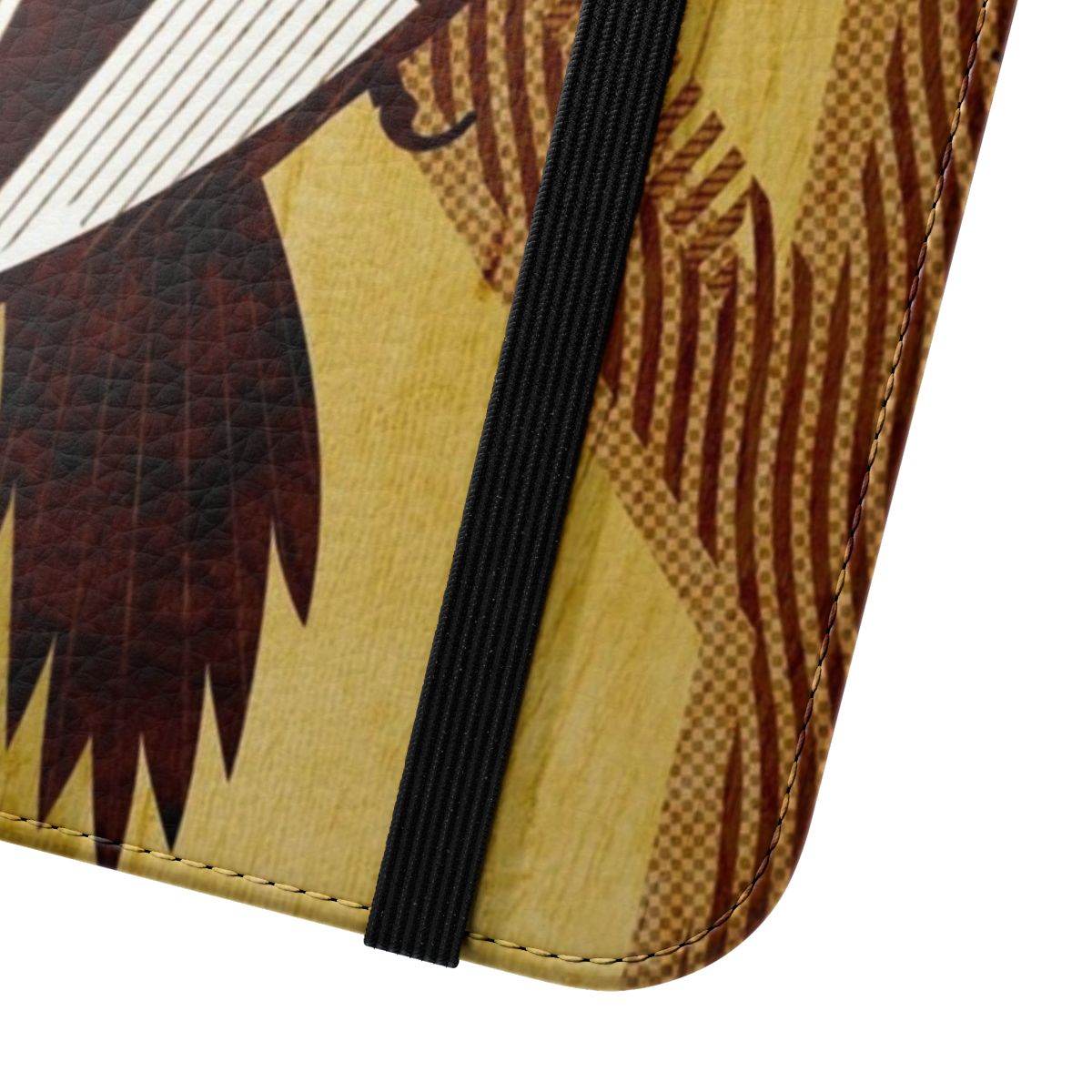 Detailed digital illustration of the extinct ivory-billed woodpecker on a phone case - Close Up